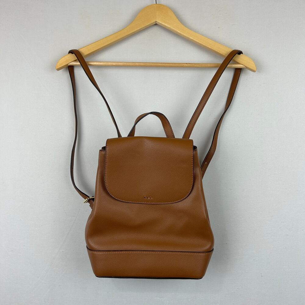 Lauren Ralph Lauren Brown Leather Backpack Bag Flap Purse